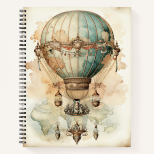 Cuaderno Explorador de Mapa Mundial del Dirigible Azul Anti