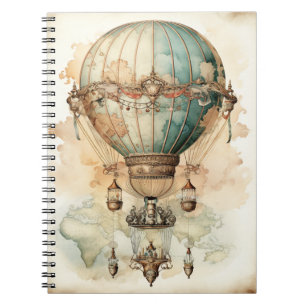Cuaderno Explorador de Mapa Mundial del Dirigible Azul Anti