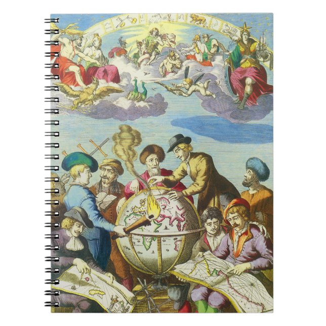 Cuaderno Exploradores de época con mapa de glóbulos antiguo (Frente)