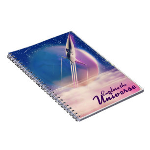 Cuaderno Explorar el poster de espacio de Vintage universal