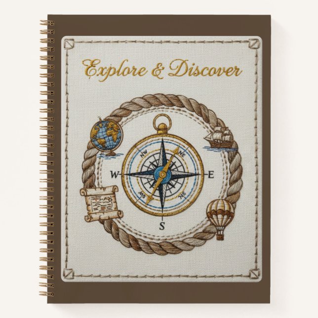 Cuaderno Explore & Discover Embroidered Nautical Compass (Anverso)
