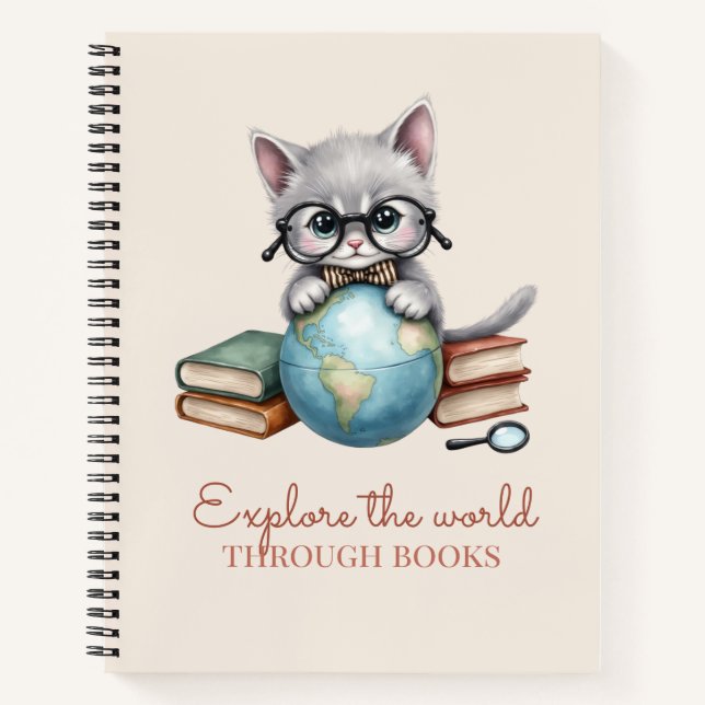 Cuaderno "Explore el mundo a través de los libros", un gati (Anverso)