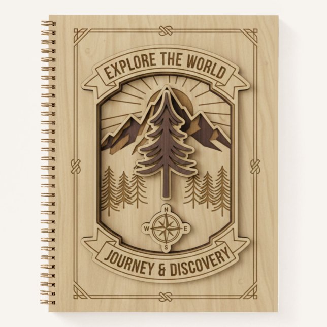 Cuaderno Explore the World Journey & Discovery Wood Carved  (Anverso)