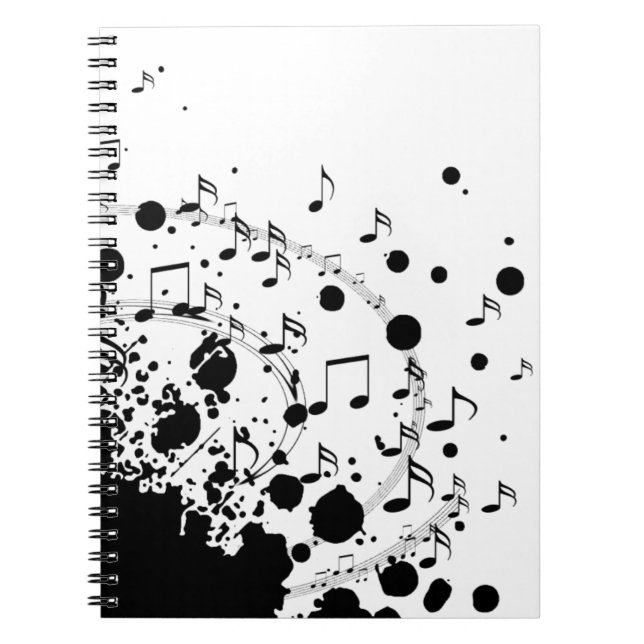 Cuaderno explosión de música fría en blanco y negro (Frente)