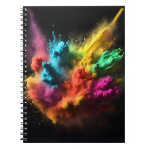 Cuaderno Explosión de Polvo de Arcoíris sobre Negro