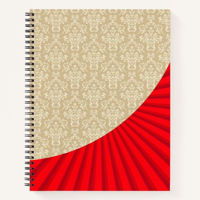 Cuaderno Explosión de sol de Damasco Rojo y Oro (Anverso)