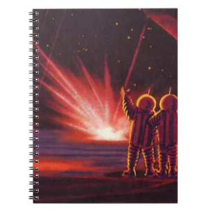 Cuaderno Explosión de un planeta rojo alienígena de ciencia