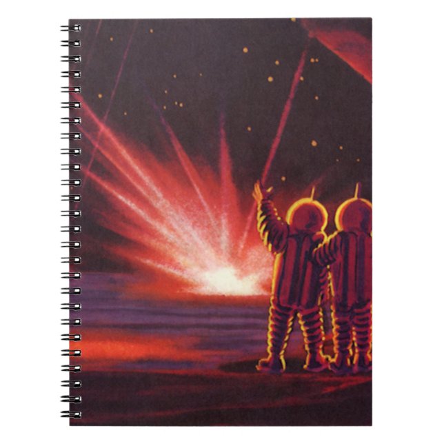 Cuaderno Explosión de un planeta rojo alienígena de ciencia (Frente)