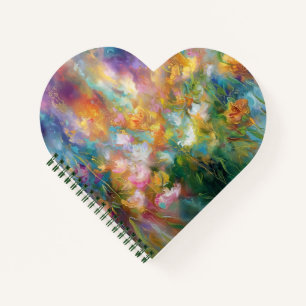 Cuaderno Explosión floral cósmica abstracta en colores past