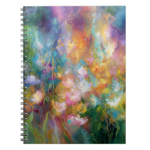 Cuaderno Explosión floral cósmica abstracta en colores past