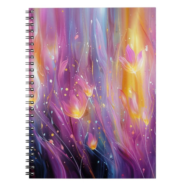 Cuaderno Explosión floral luminosa abstracta (Frente)