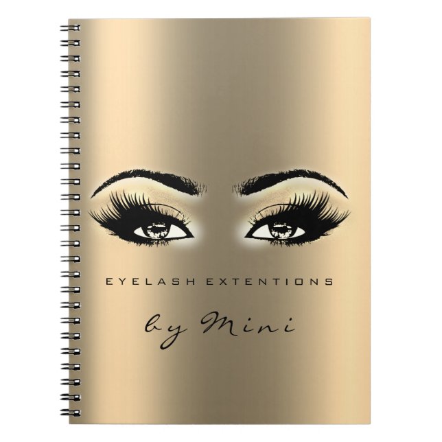 Cuaderno Extensión de pestañas Artista de maquillaje Oro Se (Frente)