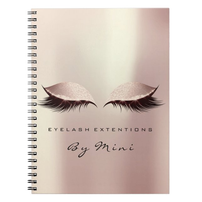 Cuaderno Extensión de pestañas Artista de maquillaje Rosa R (Frente)