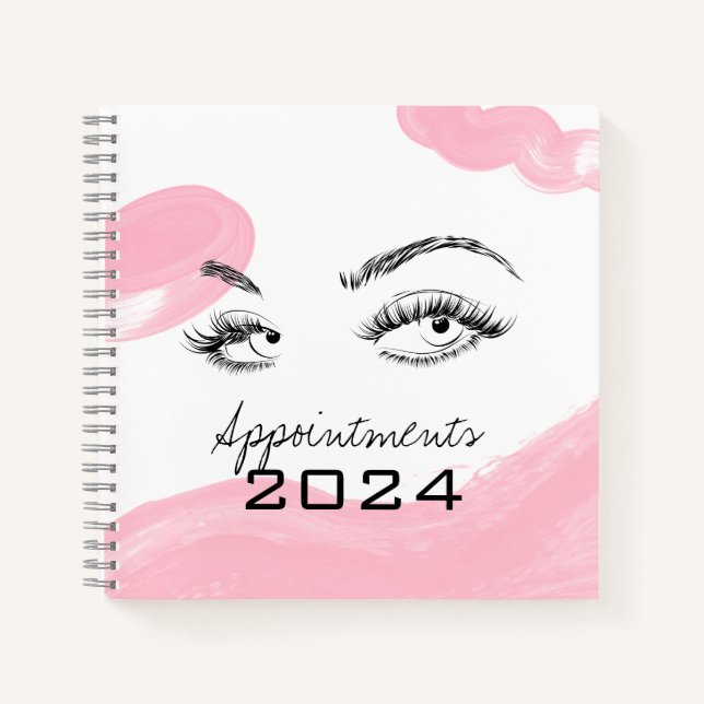Cuaderno Extensiones Lash Makeup Acuarela rosa Cita (Anverso)