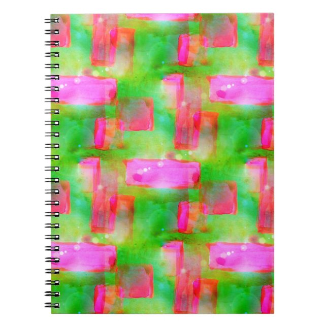 Cuaderno Extracto pintado amarillo, rosa de la luz del sol (Frente)