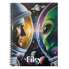 Cuaderno Extranjero y astronauta en el espacio personalizad