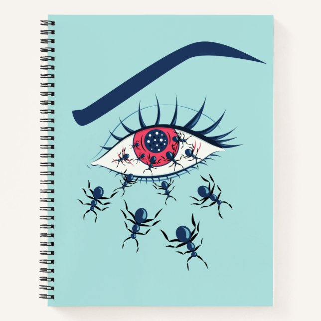 Cuaderno Extraño Arte De Ojo Rojo Con Hormigas De Crawling (Anverso)