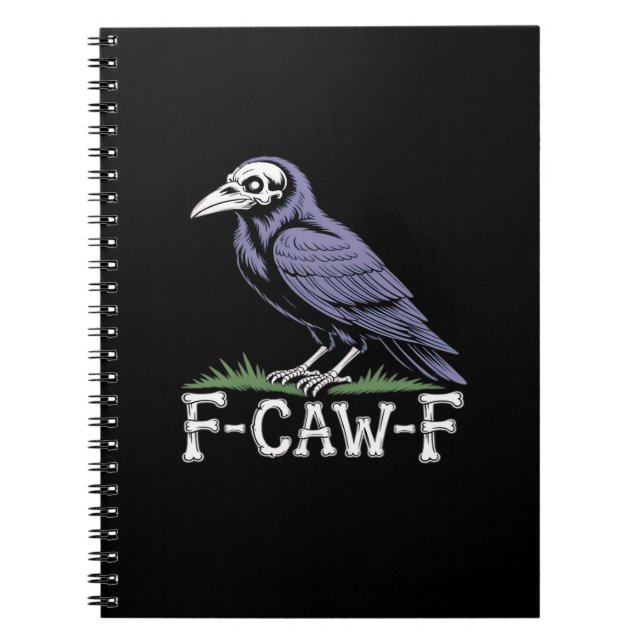 Cuaderno F-Caw-F Bone Text Skull Raven - Gothic Macabre Hum (Frente)