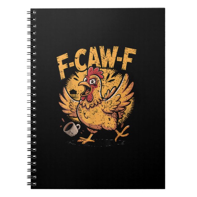 Cuaderno F-Caw-F Café Pollo Gallo Pájaro Divertido F-Caw-F (Frente)
