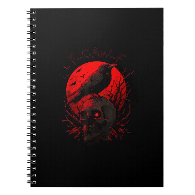 Cuaderno F-Caw-F Crow Funny Bird Red Moon Gothic (Frente)