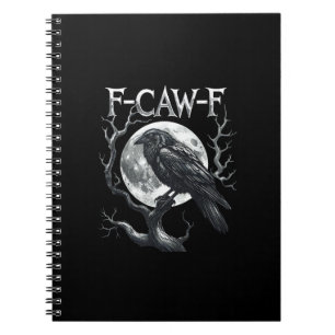 Cuaderno F-Caw-F Cuervo Luna Gótico Halloween Cuervo Pájaro
