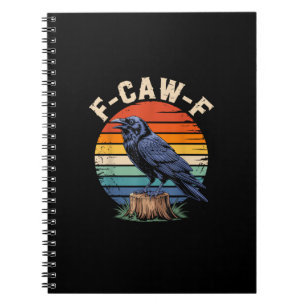 Cuaderno F-Caw-F Cuervo Luna Gótico Halloween Cuervo Pájaro