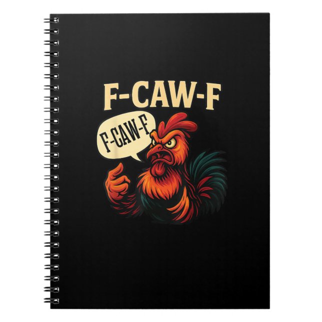 Cuaderno F Caw F Funny Angry Rooster Graphic Retro Style (Frente)