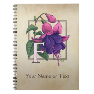 Cuaderno F para el monograma personalizado fucsia