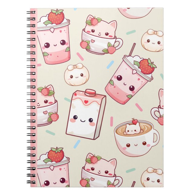 Cuaderno Fabricado puramente: Kawaii Cat Coffee Notebook (Frente)