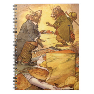 Cuaderno Fábula vintage de Esopo, Ratón de Campo, Ratón de
