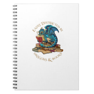 Cuaderno Fácilmente Distrado Por Dragones Y Libros Regalo N