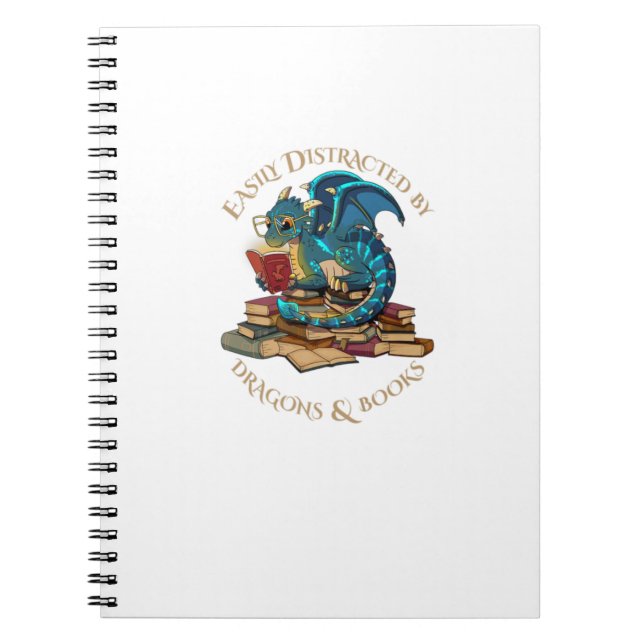 Cuaderno Fácilmente Distrado Por Dragones Y Libros Regalo N (Frente)