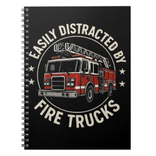 Cuaderno Fácilmente Distraído Por Camiones De Bomberos