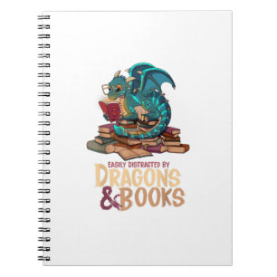 Cuaderno Fácilmente Distraído Por Dragones Y Libros Libro D
