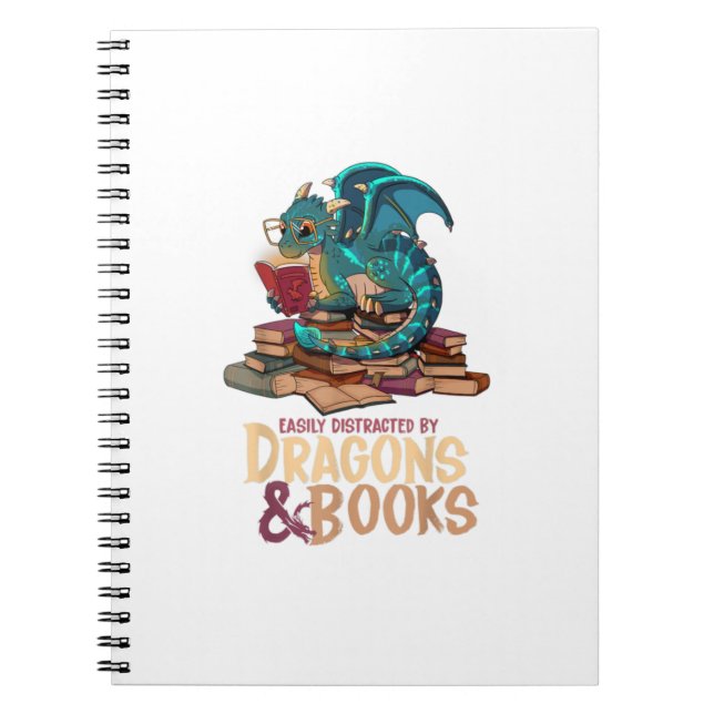 Cuaderno Fácilmente Distraído Por Dragones Y Libros Libro D (Frente)