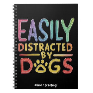 Cuaderno Fácilmente Distraído por Perros Diseño Gráfico Div