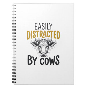 Cuaderno Fácilmente Distraído Por Vacas Camiseta Divertida 
