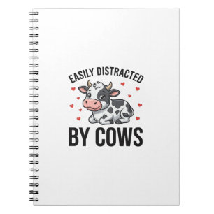 Cuaderno Fácilmente Distraído por Vacas Gráfico de Vaca Vin