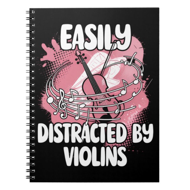 Cuaderno Fácilmente Distraído Por Violines (Frente)