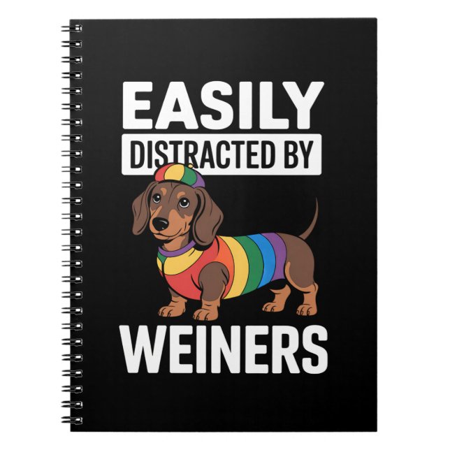 Cuaderno Fácilmente Distraído Por Weiners LGBTQ Arcoíris Ga (Frente)