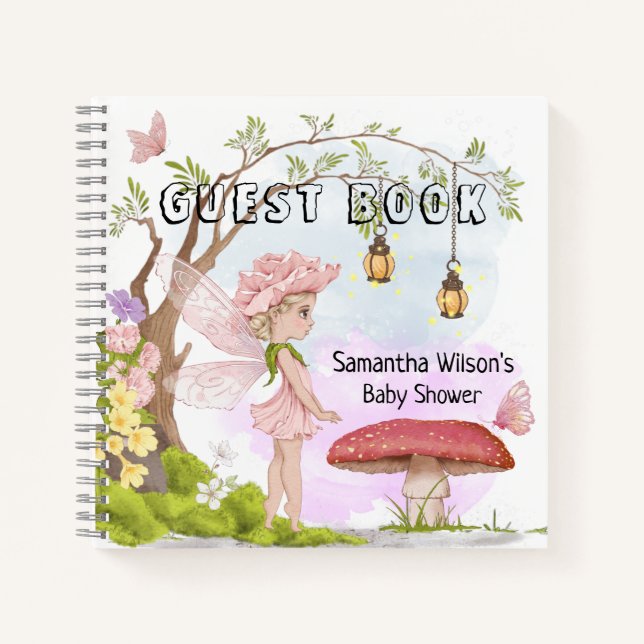 Cuaderno Fairy Baby Shower Floral Guest Book (Anverso)