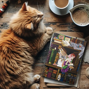 Cuaderno Fairy Cats Books Library Fantasy