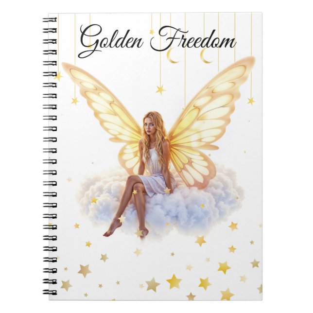 Cuaderno Fairy fantasía rubia nube chica sentada mágica (Frente)
