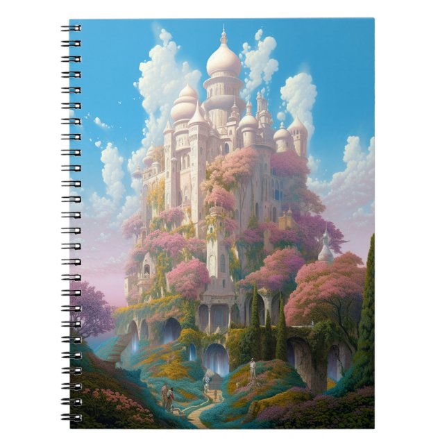 Cuaderno Fairy Tale Castle Pink White Gold Fantasma Art (Frente)