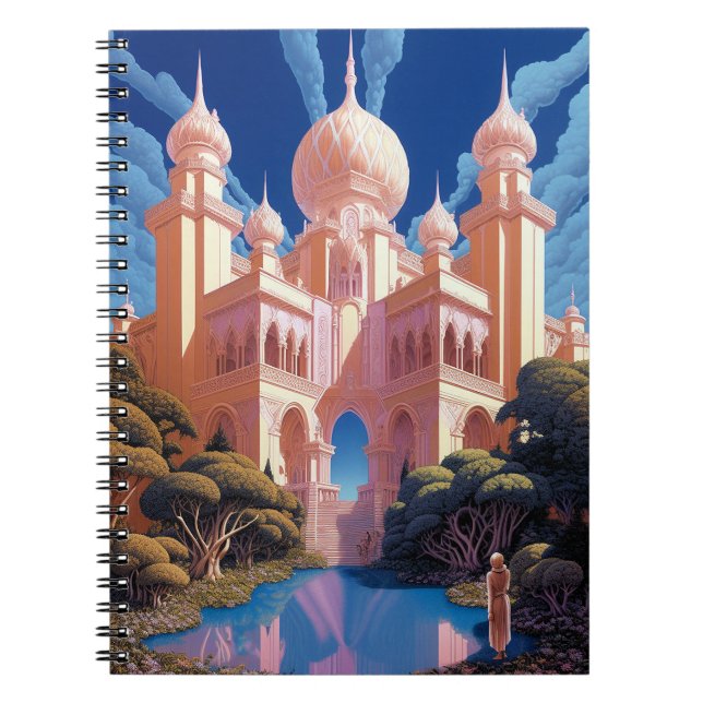 Cuaderno Fairy Tale Castle Pink White Gold Fantasma Art (Frente)