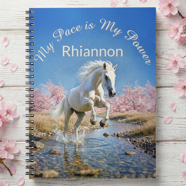 Cuaderno Fairycore White Horse Slow Living Wellness Journal (White Horse New Year resolutions, spring dreams, and daily thoughts Notebook. Empowerment Journal)