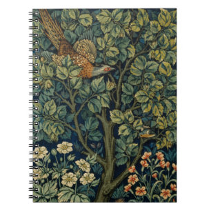 Cuaderno Faisán pájaro árbol bosque William Morris