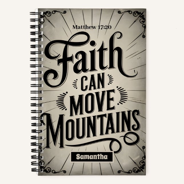 Cuaderno Faith Can Move Mountains Vintage Christian Journal (Anverso)