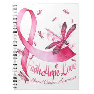 Cuaderno Faith Hope Love Dragonfly Pink Ribbon Mama