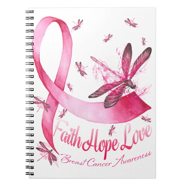 Cuaderno Faith Hope Love Dragonfly Pink Ribbon Mama (Frente)